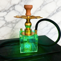 Chicha de luxe avec lumière colorée, ensemble de chicha décoratif, corps en verre de qualité supérieure, chicha élégante, design lumineux