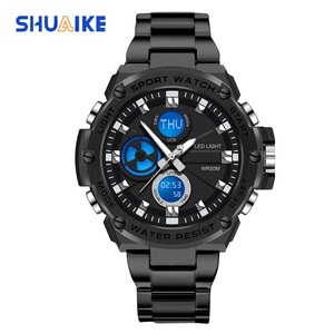 Nouvelle montre numérique en acier inoxydable 1092, boîtier doré, LED lumineuse, montre-bracelet de sport pour homme, support OEM, montre numérique ovale décontractée - Product Image 1