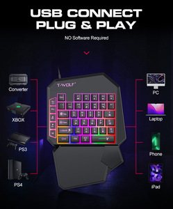 One Handed Gaming <b>Keyboard</b> Wired Compact Mechanical Feel RGB Backlit Keypad with Mouse and Docking Pad - Product Image 6