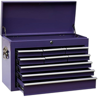 Coffre à outils en métal portable 24 "armoire à outils à 9 tiroirs avec organisateur de boîte de rangement d'outils en acier violet