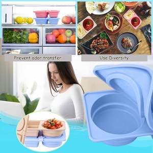 Lonchera Plegable de Silicona con 2 Compartimentos y Tapa Hermética, Contenedor de Alimentos a Prueba de Fugas, Libre de BPA - Product Image 3