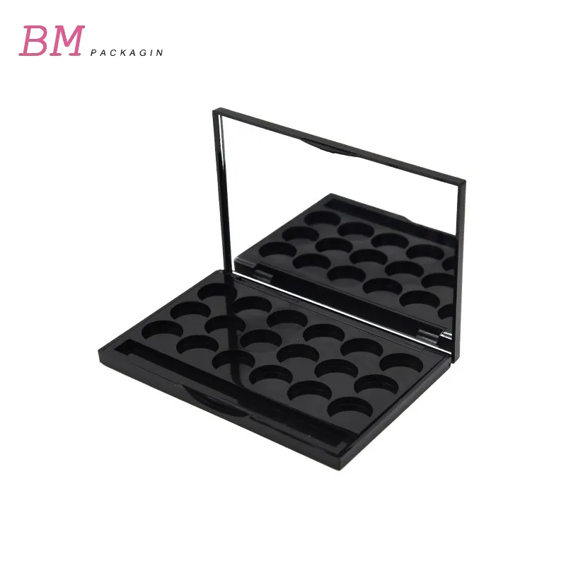 Empty 18 holes makeup case with mirror plastic big eyeshadow palette container