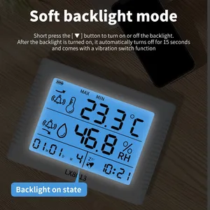 Nuevo Higrómetro Digital 3 en 1, Termómetro, Reloj, Fecha LCD, Alarma, Retroiluminación Azul, Monitor de Humedad y Temperatura para el Hogar y la Oficina - Product Image 3
