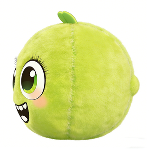 Peluche suave y redondo en forma de lima, mini peluche verde de cítricos con tallo pequeño, peluche decorativo de lima de pelo corto y esponjoso. - Product Image 1