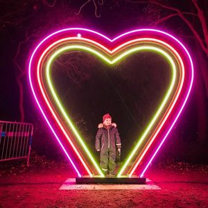 Valentine Heart Cluster <b>Light</b> - Neon Rope <b>Light</b> with <b>Timer</b> for Romantic Indoor Decor - Product Image 1