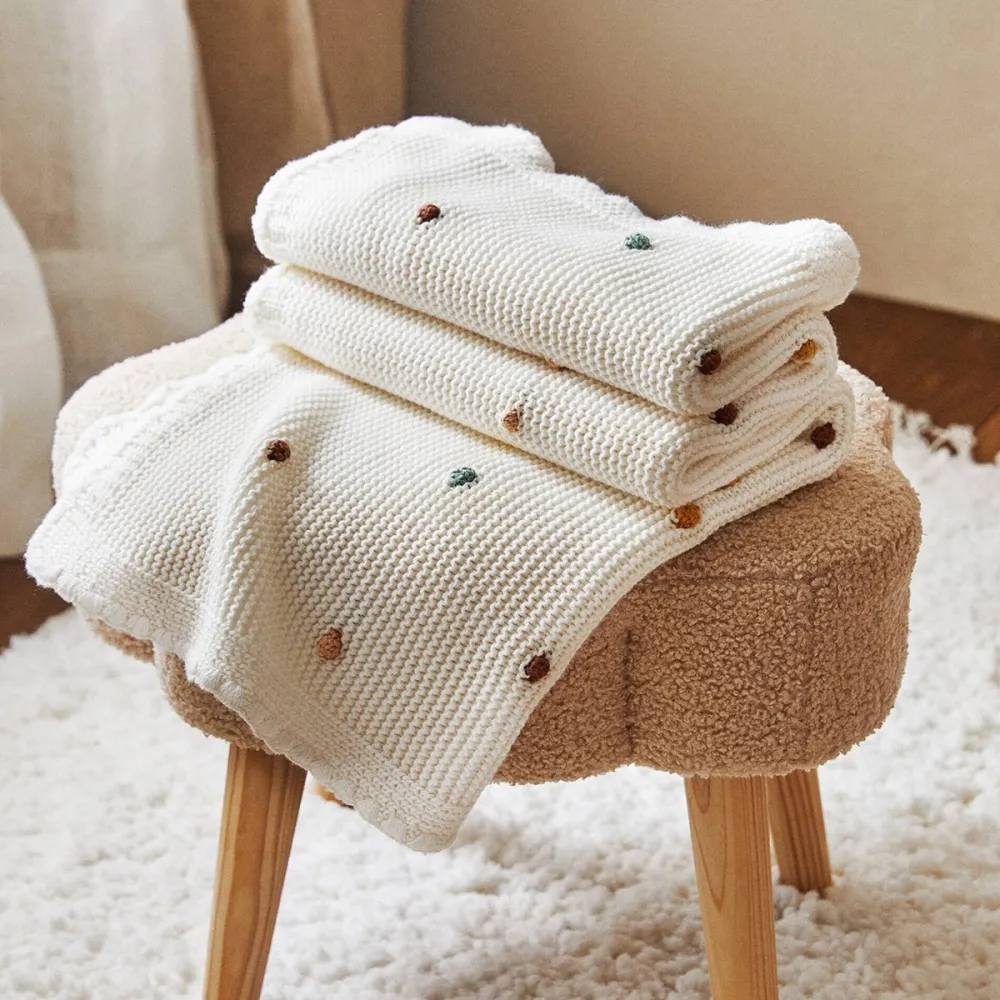 Paleo Best Seller Manufacturers Security Luxury Throw Popcorn Baby Swaddle Blanket Organic Cotton Knit Soft Knitted Baby Blanket