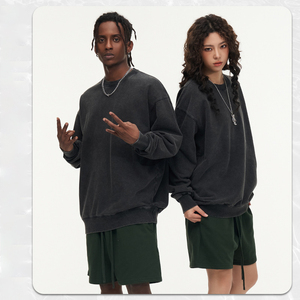 H5477 Sudaderas Unisex Personalizadas al por Mayor, 430 g/m², 100% Algodón, Lavadas con Ácido, Cuello Redondo, Talla Grande - Product Image 4