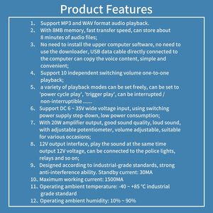 Anunciador de voz industrial Y5610, multidisparador de Control de nivel alto/bajo para conmutación de entrada, bocinas para exteriores, sirenas para alarma escolar - Product Image 5