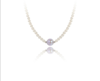 Collier de perles espacées en coquillage bleu clair irisé délicat, inaltérable, argenté, pour les excursions printanières en bord de mer
