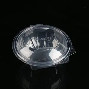 China supplier Custom salad bowl clear PET plastic salad packaging take out container with hinged lid for fruit vegetable