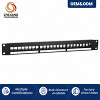 Panneau de brassage modulaire vierge 1U 19 pouces 24/48 ports, non équipé de connecteurs Keystone, pour montage en rack Cat5e Cat6 Cat6A