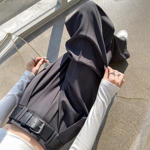 Pantalon de costume pour femme Printemps 2026 Infroissable Minimaliste Drapé Coupe ajustée Taille haute Coupe droite décontractée Jambe large Longueur au sol - Product Image 3