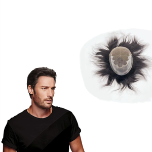 AU – perruque pour hommes avec système de remplacement d'air, perruque pour <span class=keywords><strong>les</strong></span> hommes 8X10 Q6 Base Lace Frontal toupet cheveux humains pour hommes - Product Image 1