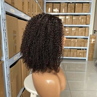 Peluca Bob Corta 12A, Cabello Humano Afro Rizado, Peluca Frontal Rizada, Cabello Remy, Peluca Bob Afro Kinky con Encaje Frontal Transparente