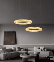 Lustre VEKO en albâtre, luminaires suspendus classiques en forme de cercle, lampe en albâtre simple et moderne