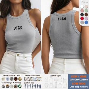 Women's Tank <strong>Tops</strong> Spring Summer Solid Ribbed Sleeveless Slim Knit Elastic Vest Casual Daily Ladies Streetwear Basic <strong>Crop</strong> <strong>Top</strong> - Product Image 1