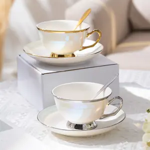 Luxury Modern Ceramic Pearl Glaze Coffee Tea Set Afternoon Tea Cup Set