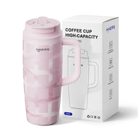 Mug de voyage isotherme en acier inoxydable à double paroi pour café, 920 ml/30 oz, avec poignée, anti-fuite, maintien au chaud 12-24h