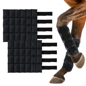Botas de hielo para patas de caballo, ideales para entrenamiento ecuestre y terapia, con correas flexibles y compresa fría. - Product Image 1