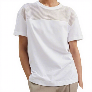 T-shirt en jersey de coton léger uni pour femme, avec logo éblouissant, nouvelle mode, manches courtes, respirant, idéal pour l'été, vente en gros - Product Image 1