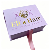 Boîte cadeau rigide magnétique haut de gamme personnalisée en forme de livre avec impression quadricolore et gaufrage à chaud pour l'emballage d'extensions capillaires