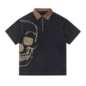T-<span class=keywords><strong>shirt</strong></span> polo décontracté vintage personnalisé pour homme, chemises polo pour homme, t-<span class=keywords><strong>shirt</strong></span> polo zippé 2026 - Product Image 1