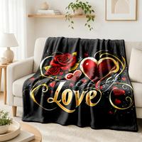 Couverture en flanelle polaire pour la Saint-Valentin, super douce, couleur unie, grande taille, chaude et romantique, pour lit, canapé, cadeau pour couple, vente en gros OEM