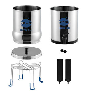 NSF/ANSI 42 & 372 Hong HUI LT-3A <span class=keywords><strong>3</strong></span> gallon Countertop Máy lọc nước thép không gỉ trọng lực Fed Hệ thống lọc - Product Image 2