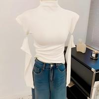 Pure Desire Kleiner Stehkragen Zweiteiliges Set Langarm-Oberteil mit Fingerlöchern Enganliegendes T-Shirt Herbst/Winter Neuer Stil Innen- und Außenseite Oberteil und Unterteil