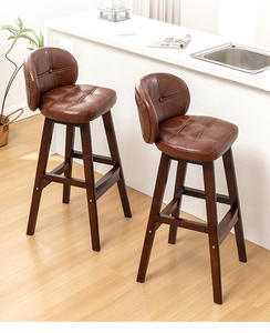 Meubles de restaurant de luxe à prix d'usine, <span class=keywords><strong>tabouret</strong></span> de bar <span class=keywords><strong>en</strong></span> <span class=keywords><strong>bois</strong></span> haut avec dossier <span class=keywords><strong>bas</strong></span> <span class=keywords><strong>en</strong></span> cuir pour l'extérieur, BC-008 - Product Image 4