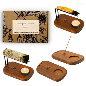 Articles de décoration créatifs multi-usages pour la maison, brûleur d'encens en bois, support en laiton pour bâtonnets d'encens et sauge, porte-encens parfumé - Product Image 3