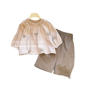 Tongxingyuan Girls Korean Style Embroidered Shirt And Carrot Pants Set Cotton Spring Autumn Casual Two Piece Outfit - Product Image 4