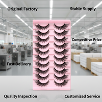 Cils naturels 10 paires, faux cils 5D en vison synthétique, cils soyeux et moelleux, prix de gros direct usine, fournisseur de cils