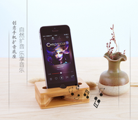 Support en bois pour haut-parleur de téléphone portable, amplificateur de son, support en bambou, support en bois
