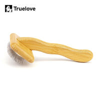 Brosse de toilettage ergonomique professionnelle réutilisable en bambou de luxe Truelove pour chiens et chats, pour l'élimination des poils, vente en gros