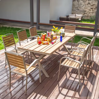 Ensemble de salle à manger d'extérieur au design moderne avec table et chaises en alliage d'aluminium résistant aux intempéries - Durable pour une utilisation en extérieur et dans le salon