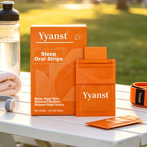 Vente en gros de bandes buccales personnalisées pour le sommeil, boîte d'emballage géométrique orange, 30 pièces, film à dissolution rapide pour la relaxation nocturne et le bien-être, approvisionnement en vrac - Product Image 6