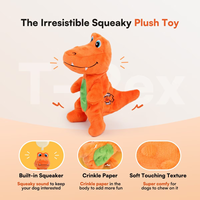Mini jouet à mâcher durable de dinosaure de l'AFP avec papier froissé et peluche douce résistante aux morsures pour le nettoyage des dents des animaux domestiques