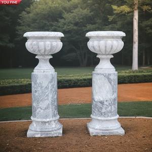 <span class=keywords><strong>Pot</strong></span> de fleurs de jardin en plein air, sculpture de pierre naturelle, Vase de jardinière en marbre noir - Product Image 6