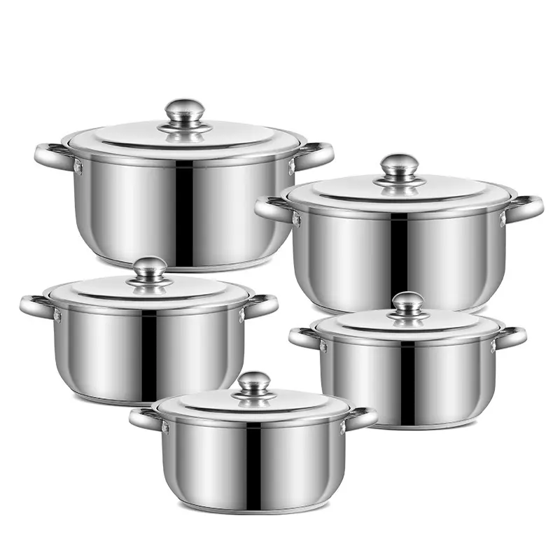 Custom Kitchenware Cooking Pot 10Pcs Stainless Steel Kitchen Steamer Pot Soup Pot Cookware Set