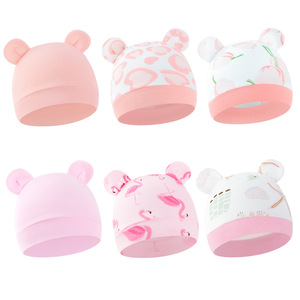 Nouveau-né infantile pull chapeau avec oreilles d'ours mignon et Mickey Mouse Design printemps et automne bonnet bébé chapeau pour le commerce extérieur - Product Image 1