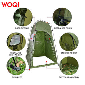 เต็นท์อาบน้ำ WOQI ขนาด 120x120x195 ซม. กันน้ำ เต็นท์เปลี่ยนเสื้อผ้าแบบพกพาสำหรับใช้งานกลางแจ้ง พร้อมเสา สมอบก เชือก สีเขียวทหาร - Product Image 3