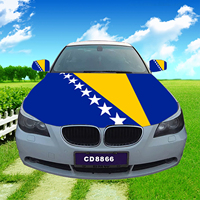 Vente directe en usine, toutes les tailles de moteur 100% Polyester couverture de rétroviseur personnalisé drapeau de capot de voiture de bosnie-herzégovine
