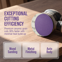 Disque de ponçage en céramique premium de 5 pouces (125 mm) sans trou, violet, à fixation auto-agrippante pour le polissage haute performance des métaux