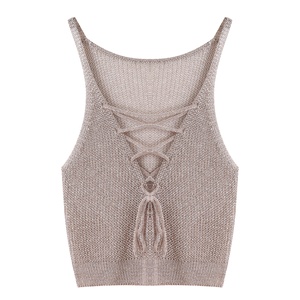 Amzn AE fb eb tiktok <span class=keywords><strong>Shein</strong></span> Dames <span class=keywords><strong>Sans</strong></span> Manches Sangle Croisée gilets <span class=keywords><strong>femme</strong></span> Col En V Ouvert Sexy Taille Main Tricot <span class=keywords><strong>Gilet</strong></span> - Product Image 3