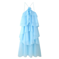 Robe dos nu UNIZERA pour femme, nouvelle collection été 2025, design simple, volants, fleurs 3D, élégante, référence 6788