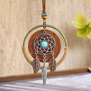 <span class=keywords><strong>Boho</strong></span> Dài Dây Chuyền Cho Phụ Nữ Cổ Điển Hợp Kim Dây Chuyền Bằng Gỗ Handmade Dreamcatcher Lá Mặt Dây Chuyền Vòng Cổ Áo Len Đồ Trang Sức - Product Image 5