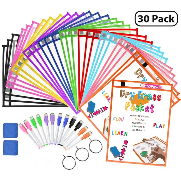 30 в 1 детям практиковать многоразовые лист рукава типа со стирающейся от маркера карманы с 6 видов цветов швейные край