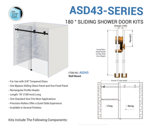 ALD Factory Direct Frameless Glass <strong>Shower</strong> Glass Sliding Door Kits System Single <strong>Slide</strong> Easy Adjust Roller &amp; Soft Close Feature - Product Image 2