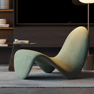 Fauteuil lounge moderne en velours et laine d'agneau, ergonomique, à haute résilience, avec moulage intégré, pour salon domestique - Product Image 5